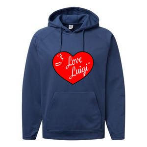 I Love Luigi Mangione Lucy Red Heart Performance Fleece Hoodie