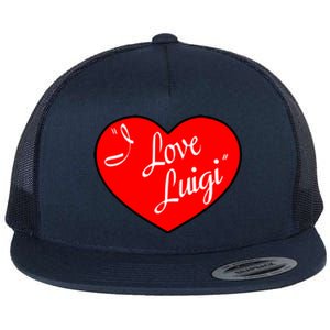 I Love Luigi Mangione Lucy Red Heart Flat Bill Trucker Hat