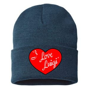 I Love Luigi Mangione Lucy Red Heart Sustainable Knit Beanie