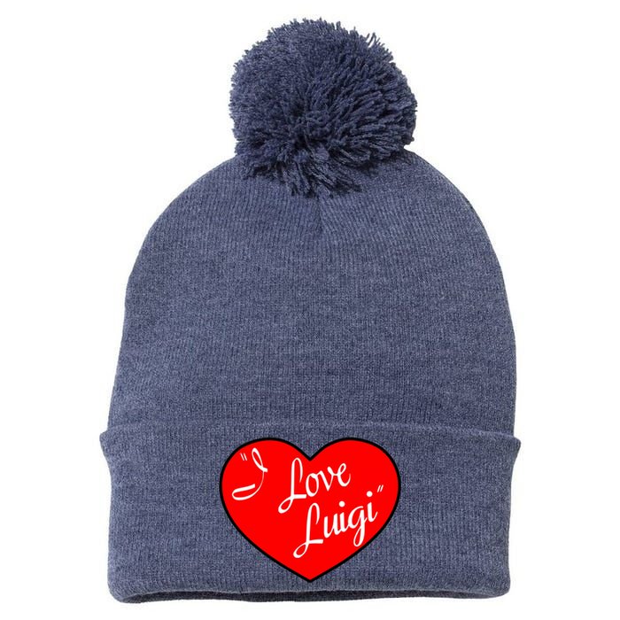 I Love Luigi Mangione Lucy Red Heart Pom Pom 12in Knit Beanie