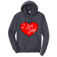 I Love Luigi Mangione Lucy Red Heart Tall Hoodie