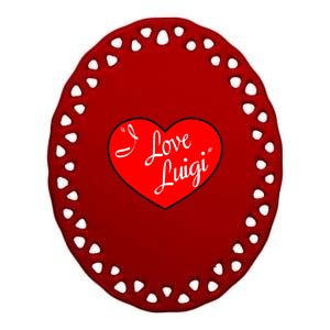 I Love Luigi Mangione Lucy Red Heart Ceramic Oval Ornament