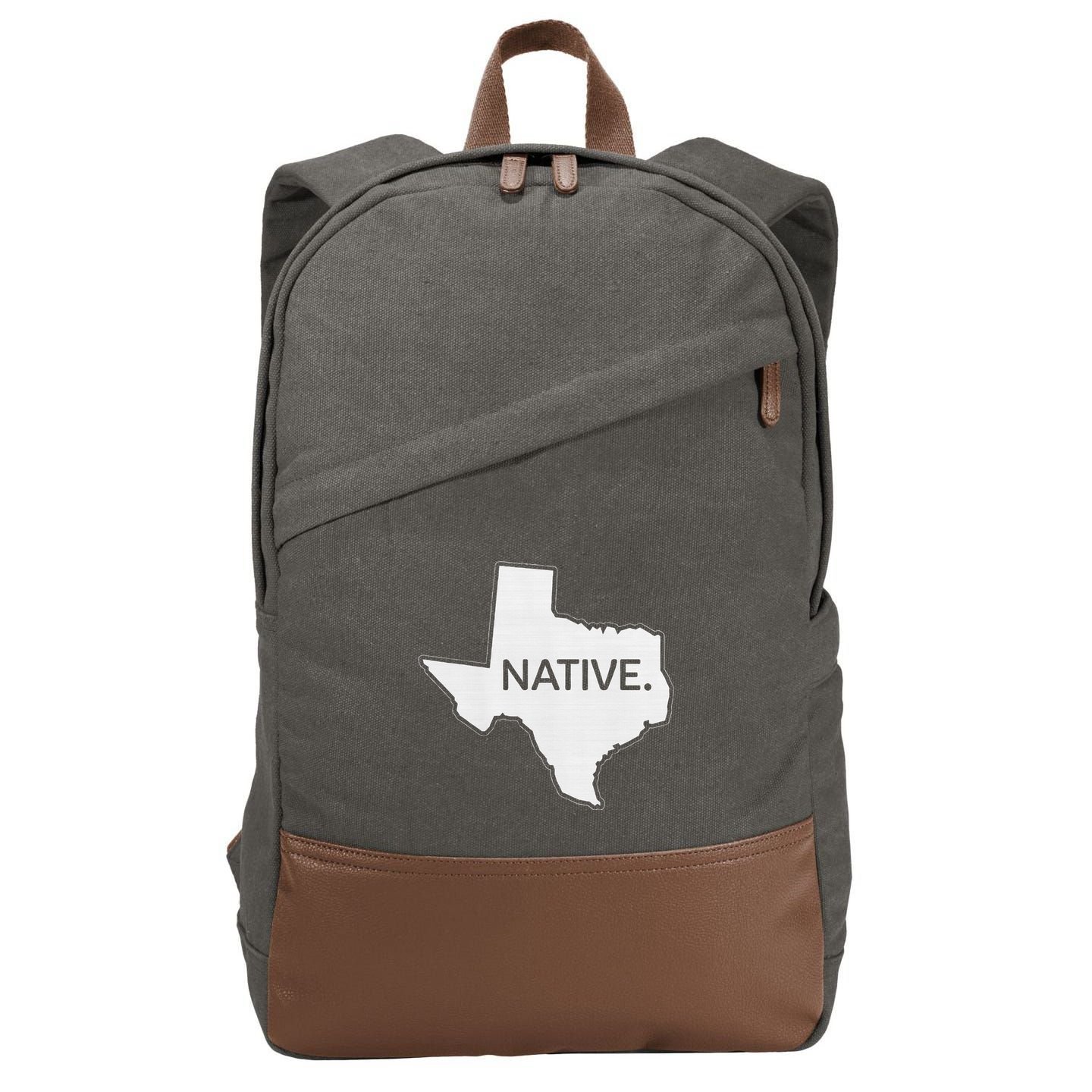 I Love Lone Star State Texas Native Cotton Canvas Backpack