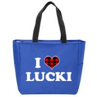 I Love Lucki Cute Gift Heart Love Lucki Lucky Funny Saying Gift Zip Tote Bag