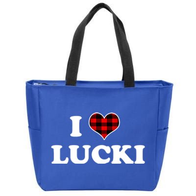 I Love Lucki Cute Gift Heart Love Lucki Lucky Funny Saying Gift Zip Tote Bag