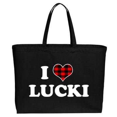 I Love Lucki Cute Gift Heart Love Lucki Lucky Funny Saying Gift Cotton Canvas Jumbo Tote