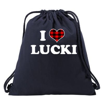 I Love Lucki Cute Gift Heart Love Lucki Lucky Funny Saying Gift Drawstring Bag