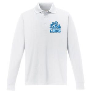 I Loved Lions Before They Were Cool Funny Football Fan Lion Performance Long Sleeve Polo