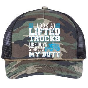 I Look Lifted Trucks Like Guys Stare At My Butt Girl Wo Retro Rope Trucker Hat Cap