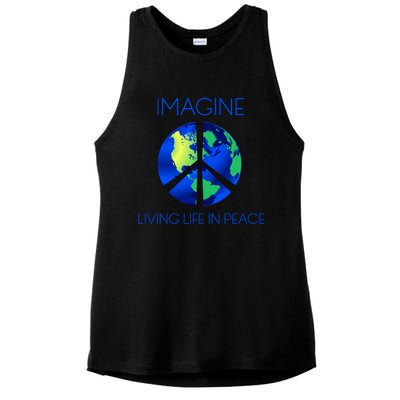 Imagine Living Life In Peace Cute Gift Ladies PosiCharge Tri-Blend Wicking Tank