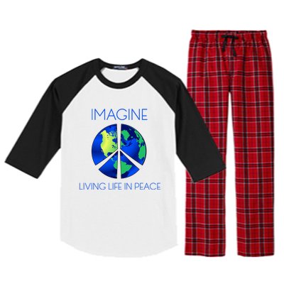 Imagine Living Life In Peace Cute Gift Raglan Sleeve Pajama Set