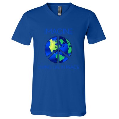 Imagine Living Life In Peace Cute Gift V-Neck T-Shirt