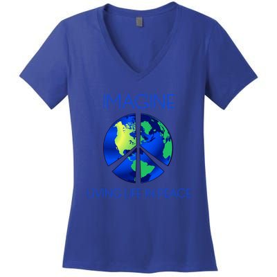 Imagine Living Life In Peace Cute Gift Women's V-Neck T-Shirt