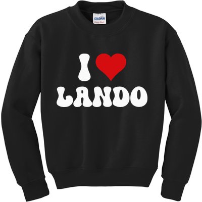 I Love Lando I Heart Lando Valentine's Day Kids Sweatshirt