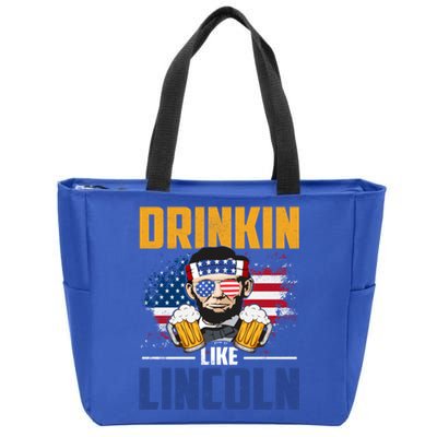 Ing Like Lincoln 4th Of July Abraham Merica Flag Gift Zip Tote Bag