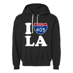 I Love La 405 Freeway Los Angeles Garment-Dyed Fleece Hoodie