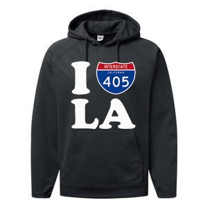 I Love La 405 Freeway Los Angeles Performance Fleece Hoodie