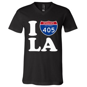 I Love La 405 Freeway Los Angeles V-Neck T-Shirt