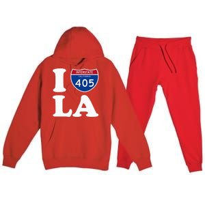 I Love La 405 Freeway Los Angeles Premium Hooded Sweatsuit Set