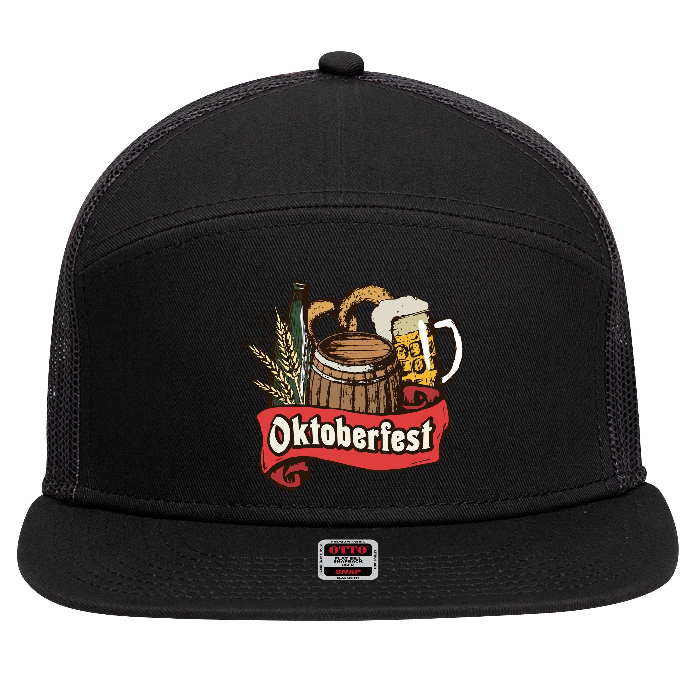 Illustration Oktoberfest 7 Panel Mesh Trucker Snapback Hat