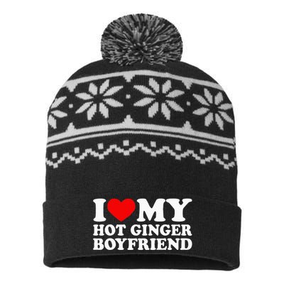 I Love My Hot Ginger Boyfriend I Heart My Hot Redhead Bf USA-Made Snowflake Beanie