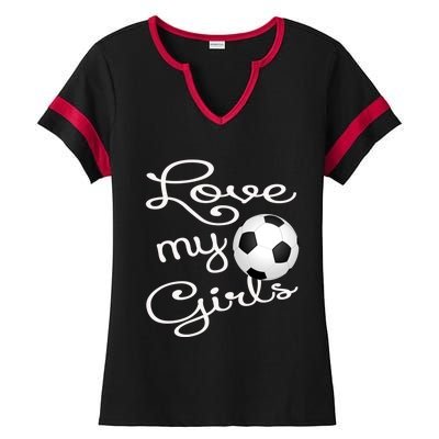 I Love My Soccer Futbol Great Gift For Momgiftcute Soccer Mom Gift Ladies Halftime Notch Neck Tee