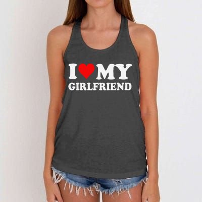 I Love My Hot Girlfriend I Heart My Hot Girlfriend Funny Gift Women's Knotted Racerback Tank