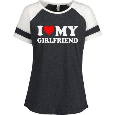 I Love My Hot Girlfriend I Heart My Hot Girlfriend Funny Gift Enza Ladies Jersey Colorblock Tee