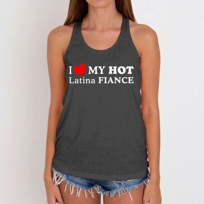 I Love My Hot Latina Fiancé I Heart My Hot Latina Fiancé Women's Knotted Racerback Tank