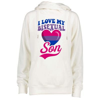 I Love My Bisexual Son Bisexual Pride Flag Rainbow Mom Dad Cute Gift Womens Funnel Neck Pullover Hood