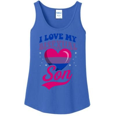 I Love My Bisexual Son Bisexual Pride Flag Rainbow Mom Dad Cute Gift Ladies Essential Tank