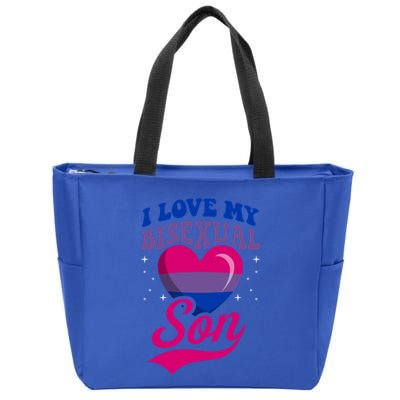 I Love My Bisexual Son Bisexual Pride Flag Rainbow Mom Dad Cute Gift Zip Tote Bag
