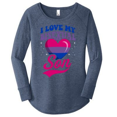 I Love My Bisexual Son Bisexual Pride Flag Rainbow Mom Dad Cute Gift Women's Perfect Tri Tunic Long Sleeve Shirt