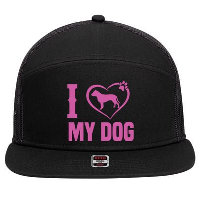 I Love My Dog 7 Panel Mesh Trucker Snapback Hat