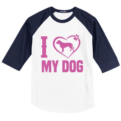 I Love My Dog Baseball Sleeve Shirt