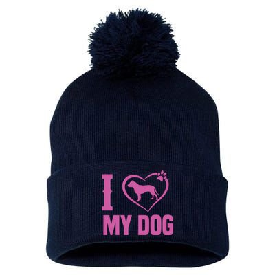 I Love My Dog Pom Pom 12in Knit Beanie