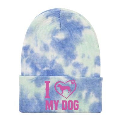 I Love My Dog Tie Dye 12in Knit Beanie