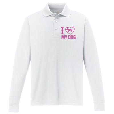 I Love My Dog Performance Long Sleeve Polo