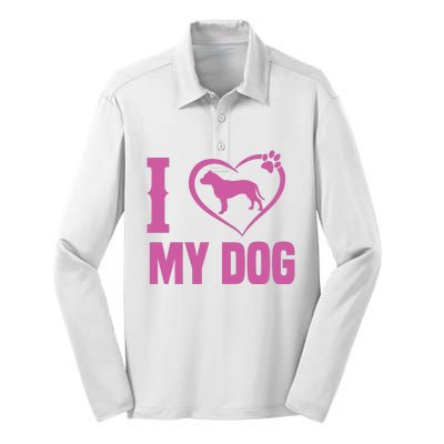 I Love My Dog Silk Touch Performance Long Sleeve Polo