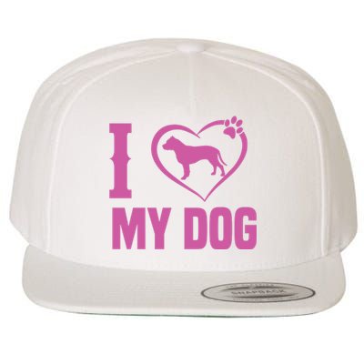 I Love My Dog Wool Snapback Cap