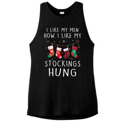 I Like My How I Like My Stockings Hung Funny Christmas Ladies PosiCharge Tri-Blend Wicking Tank