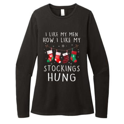 I Like My How I Like My Stockings Hung Funny Christmas Womens CVC Long Sleeve Shirt