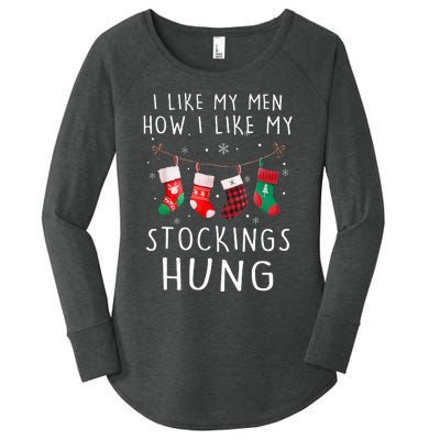 I Like My How I Like My Stockings Hung Funny Christmas Women's Perfect Tri Tunic Long Sleeve Shirt