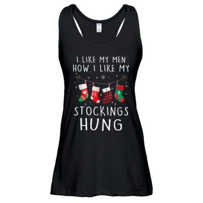 I Like My How I Like My Stockings Hung Funny Christmas Ladies Essential Flowy Tank