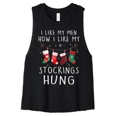 I Like My How I Like My Stockings Hung Funny Christmas Women's Racerback Cropped Tank