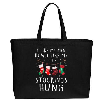 I Like My How I Like My Stockings Hung Funny Christmas Cotton Canvas Jumbo Tote