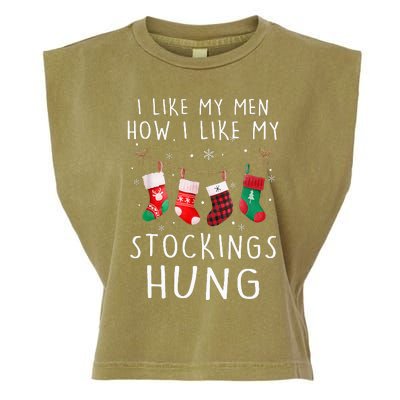 I Like My How I Like My Stockings Hung Funny Christmas Garment-Dyed Women's Muscle Tee