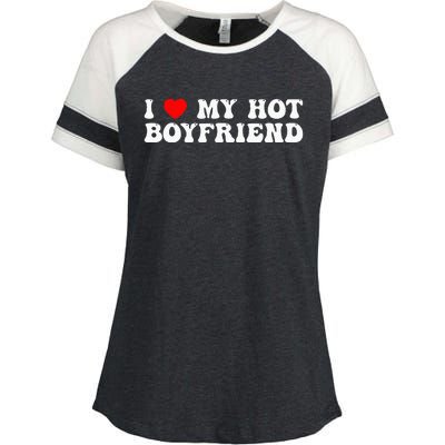 I Love My Boyfriend I Love My Hot Boyfriend So Stay Away Enza Ladies Jersey Colorblock Tee