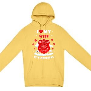 I Love My Wife Gift Funny I Heart My Wife Valentines Gift Premium Pullover Hoodie