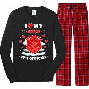 I Love My Wife Gift Funny I Heart My Wife Valentines Gift Long Sleeve Pajama Set